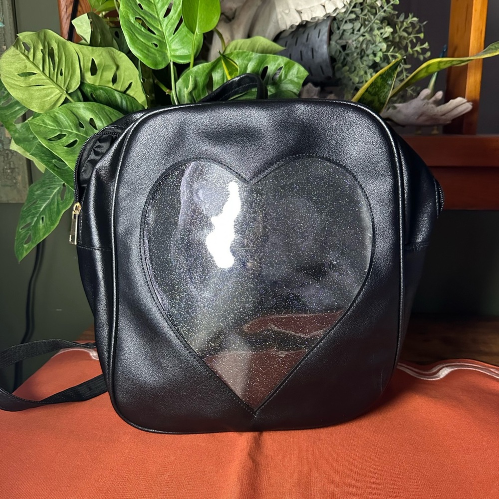 Elegant Black Heart Backpack for Women
